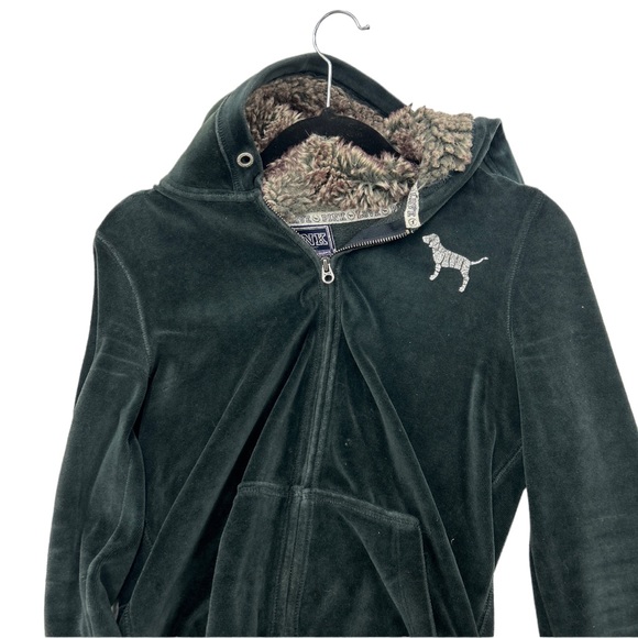 ‘09 Victoria’s Secret PINK Heart Love Jacket with Faux Fur Lined Hoodie - Picture 2 of 2